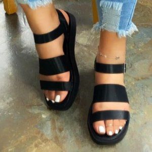 Black chunky sandals